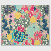 Niedliche Kakteen. Farbvolles nahtloses Muster.  Geschenkpapier (Flach)