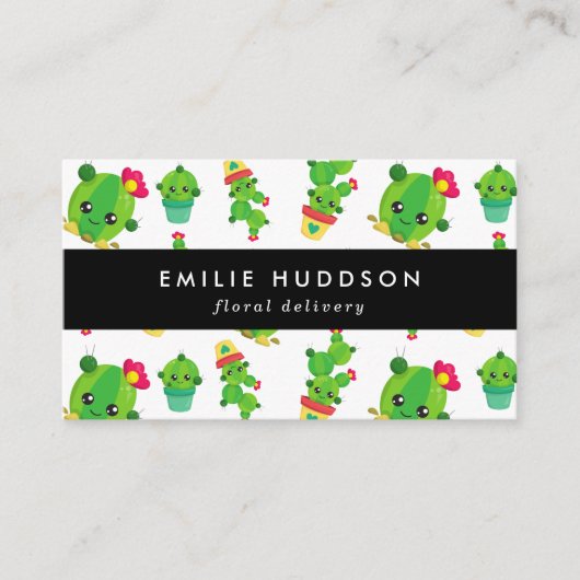 Niedliche Kakteen, grüne Kakteen, Floristrie, Blum Visitenkarte (Vorderseite)
