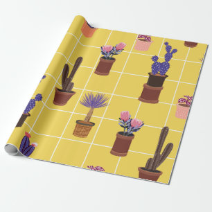 Niedliche Kakteen in vielen Töpfen  Geschenkpapier