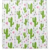 Niedliche Kakteen mit Herz in Grün Duschvorhang (Vorderseite)