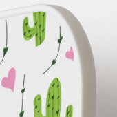 Niedliche Kakteen mit Herz in Grün Pickleball Schläger (Linke Seite)