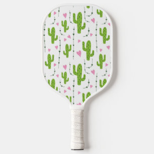 Niedliche Kakteen mit Herz in Grün Pickleball Schläger