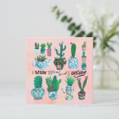 Niedliche Kakteen, rosa und grüne Pflanze Liebhabe Karte (Stehend Vorderseite)