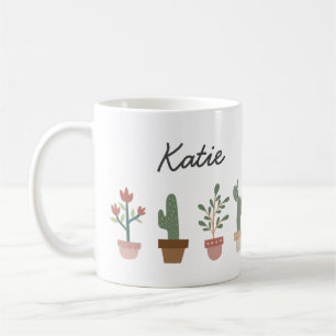 Niedliche Kakteen und Blume in einem Topf Kaffeetasse