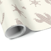 Niedliche Kakteen und Sheriff-Abzeichen Geschenkpapier (Rolleneckpunkt)