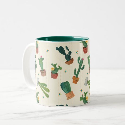 Niedliche Kaktus-Druck-Tasse Zweifarbige Tasse (Vorderseite Links)