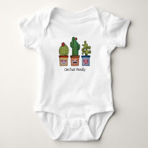 Niedliche Kaktus-Familie im Watercolor Baby Strampler