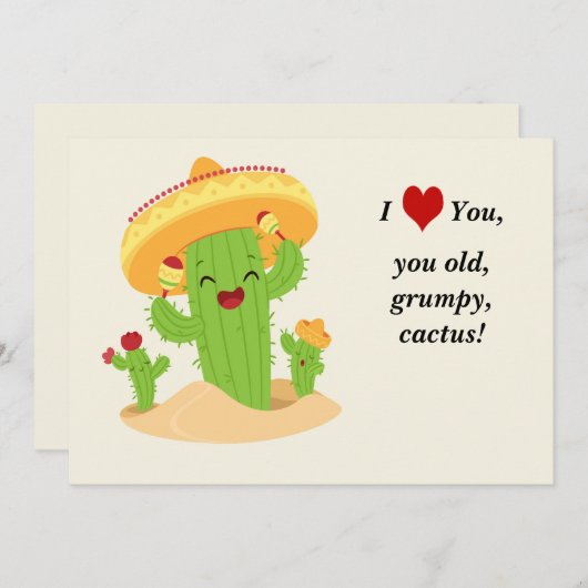 niedliche Kaktus Feiertagskarte (Vorne/Hinten)