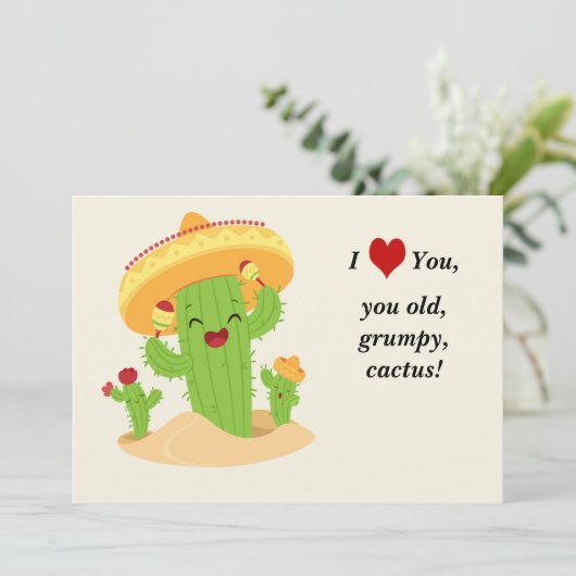 niedliche Kaktus Feiertagskarte (Stehend Vorderseite)