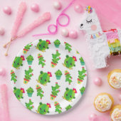 Niedliche Kaktus, grüne Kakteen, Kaktusmuster Pappteller (Party)