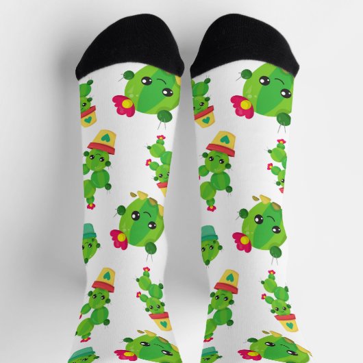 Niedliche Kaktus, grüne Kakteen, Kaktusmuster Socken (Oben)