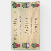 Niedliche Kaktus Hochzeit Banner (Vertikal)