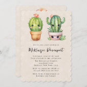 Niedliche Kaktus Kinderdusche Einladung (Vorne/Hinten)