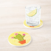 Niedliche Kaktus mit rosa Blume Getränkeuntersetzer (Seite)