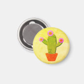 Niedliche Kaktus mit rosa Blume Magnet (Vorderseite/Rückseite)