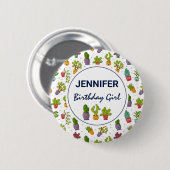 Niedliche Kaktus Nature Succulents Muster Geburtst Button (Vorne & Hinten)