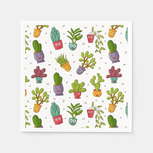 Niedliche Kaktus Nature Succulents Pattern Fun Serviette (Vorderseite)