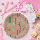 Niedliche Kaktus Peach & Green Pappteller (Party)