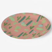 Niedliche Kaktus Peach & Green Pappteller (Schrägansicht)