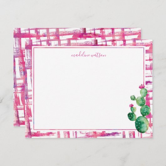 Niedliche Kaktus Personalisiert Stationery Mitteilungskarte (Vorne/Hinten)