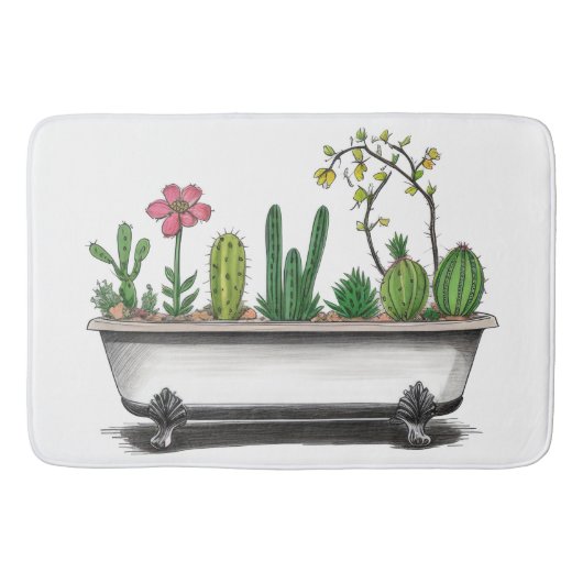 Niedliche Kaktus-Pflanze Badematte (Vorderseite)