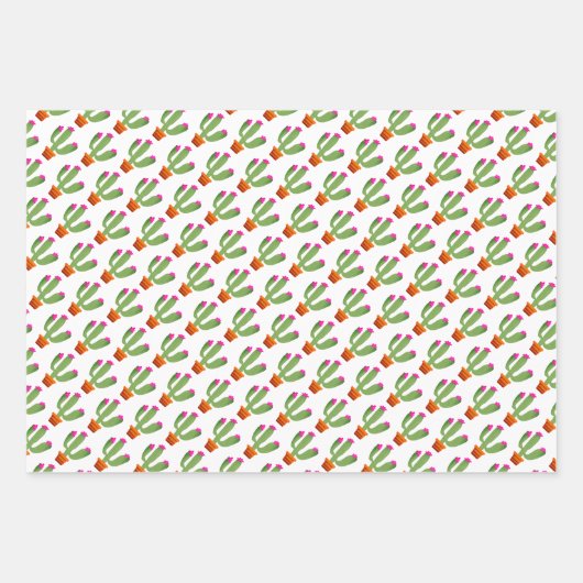 Niedliche Kaktus Pflanze, kundenspezifische Packpa Geschenkpapier Set (Vorderseite)