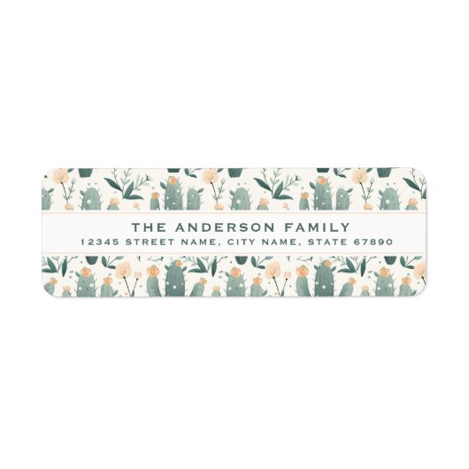 Niedliche Kaktus-Rücksendeadressen-Aufkleber (Vorne)