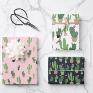 Niedliche Kaktus Sommerrostpapier-Blätter Geschenkpapier Set