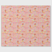 Niedliche Kaktus, sonnige Gelbstreifen und Wolken Geschenkpapier (Flach)