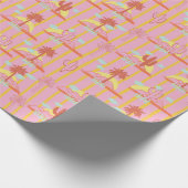 Niedliche Kaktus, sonnige Gelbstreifen und Wolken Geschenkpapier (Ecke)