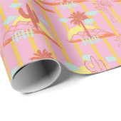 Niedliche Kaktus, sonnige Gelbstreifen und Wolken Geschenkpapier (Rolleneckpunkt)