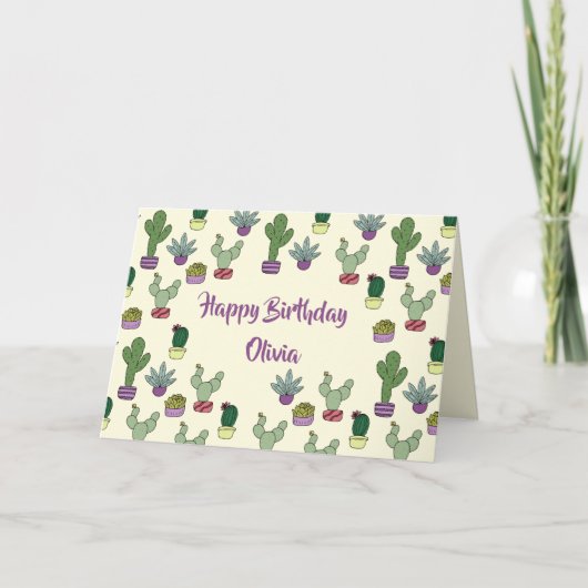 Niedliche Kaktus Sukkulente gepolsterte Pflanze Ha Karte (Vorderseite)