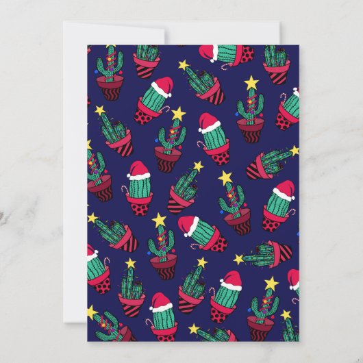 Niedliche Kaktus Tree Lights Weihnachten im Untern Einladung (Rückseite)