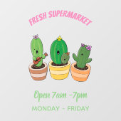 Niedliche Kaktus-Trio-Cartoon-Darstellung Fensteraufkleber (Blatt)