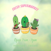 Niedliche Kaktus-Trio-Cartoon-Darstellung Fensteraufkleber (Blatt 3)