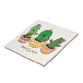 Niedliche Kaktus-Trio-Cartoon-Darstellung Fliese (Seite)