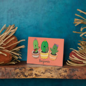 Niedliche Kaktus-Trio-Cartoon-Darstellung Fotoplatte (Seite)