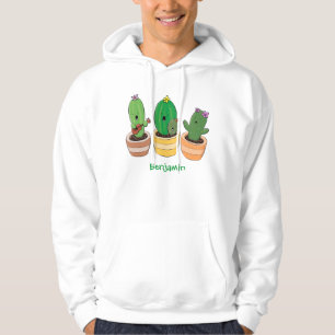 Niedliche Kaktus-Trio-Cartoon-Darstellung Hoodie