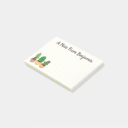 Niedliche Kaktus-Trio-Cartoon-Darstellung Post-it Klebezettel (angewinkelt)