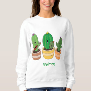 Niedliche Kaktus-Trio-Cartoon-Darstellung Sweatshirt