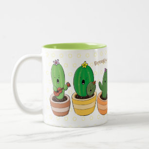 Niedliche Kaktus-Trio-Cartoon-Darstellung Zweifarbige Tasse