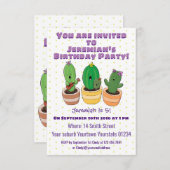 Niedliche Kaktus Trio Cartoon Illustration Einladung (Vorne/Hinten)