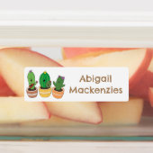 Niedliche Kaktus Trio singend Cartoon personalisie Etiketten (Befestigt)