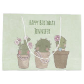 Niedliche Kaktus Trio Tragejüte Geburtstag Große Geschenktüte (Rückseite)