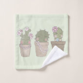 Niedliche Kaktus Trio Trageschmuck Badhandtuch Set (Waschlappen)