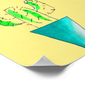 Niedliche Kaktus-Wüstendarstellung Poster (Ecke)