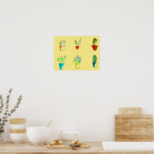 Niedliche Kaktus-Wüstendarstellung Poster (Küche)