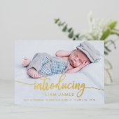 Niedliche Kalligrafie Foto Geburtshaus-Karten Folieneinladung (Stehend vorne)