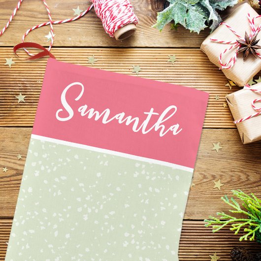 Niedliche Kalligrafie-Script pink grün Kleiner Weihnachtsstrumpf