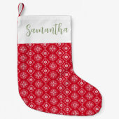 Niedliche Kalligrafie Script Red Winter Snowflake  Kleiner Weihnachtsstrumpf (Vorderseite)
